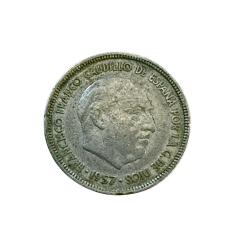 1957 ispanya 5 ptas madeni para Temiz