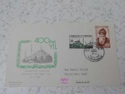 1957 Süleymaniye Camii'nin Açılışının 400. yıldönümü İLK GÜN damgalı taahütlü postadan geçmiş zarf FDC - Pulhan yapımı