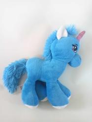 Unicorn Pony Tek Boynuzlu Mavi Peluş At