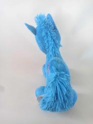 Unicorn Pony Tek Boynuzlu Mavi Peluş At