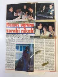 FAHRETTİN ASLAN'IN DERGİDEN KESİLME FOTOĞRAFLI HABER KÜPÜRÜ SAYFASI - 36 x 27 cm EBADINDA - FAHRETTİN ASLAN ve TORUNU ZENEP, ''NAMUS UĞRUNA ZORAKİ NİKAH''