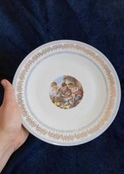 Büyük boy seramik tabak. Türk malı eskilerden yarımca porselen. sümerbank