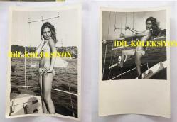 YEŞİLÇAM'IN DEĞERLİ OYUNCUSU HÜLYA TUĞLU'NUN ORİJİNAL 15'Lİ FOTOĞRAF SETİ - 18 x 12 cm EBADINDA - HÜLYA TUĞLU DENİZ KENARINDA MAYOSUYLA GÜNEŞLENİP POZ VERİRKEN ÇEKİLMİŞ 15 FARKLI KARE