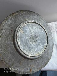 Antika Osmanlı Kalem İşçilikli Dövme Bakır Lenger 26 cm