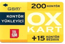 K = KONTÖR  YÜKLEYİCİ ( TELSİM * OX  KART ) 200 + 15  KONTÖR - TEMİZ ve NADİR