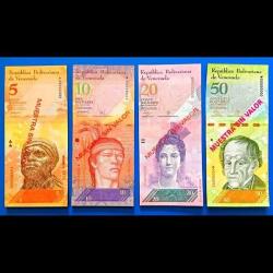 Venezuela SPECIMEN Set Çil / toplam 4 adet banknot kağıt para