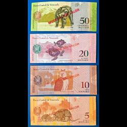 Venezuela SPECIMEN Set Çil / toplam 4 adet banknot kağıt para