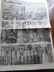 Cumhuriyet Gazetesi - 29 Ağustos 1950 - İstanbul'un ucuz mesken davası Cumhuriyet Başmakale - Türkiye güzellik kraliçesi Dün seçildi - 1950 Türkiye güzellik kraliçesi Güler Arıman fotoğraf - Bir muallimin kızı olan Güler Arıman 19 yaşında - İkinci güzel olarak Ayten Uluatlı üçüncü güzel olarak da Şükran Angün seçildiler - kraliçe Gürel Arıman'ın üç güzel pozu - okuyucularımızın seçtikleri güzel de belli oldu Nurten Şenyuva Fotoğraf - İsmet İnönü'nün iktidara yaptığı ağır hücumlar - Avrupa atletizm şampiyonası'nın ilk gününe ait intibalar -  Dolmabahçe camii açılıyor - posta güvercini yazan Kerime Nadir yazı dizisi - hükümet adamları bitaraf olmalıdır yazan Burhan Felek - tenis maçları çok heyecanlı bir şekle girdi - İstanbul Ankara Radyosu programı - Türkiye güzellik kraliçesi müsabakasının dün yapılan son seçmesinden intibalar fotoğraflar - emlak bankası - büyük tiyatro bayramı - Almanya'dan jipler gelmiştir - Citroen kamyonları - doğuda zelzele varto'da 2 ölü ve 3 yaralı var