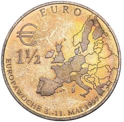 1,5 euro - 1.5 euro - 1 1/2 euro - 1½ euro - 1 buçuk euro - Bir buçuk euro 1997 ALMANYA