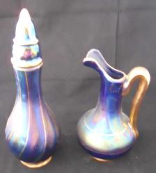 Retro Vintage Limoges Kobalt Porselen Sehpa üstü ibrik ve Güleptanlık