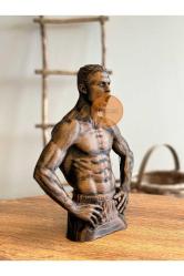 Cristiano Ronaldo Büst Ikonik Hareket 12 Cm Bronz Eskitme Renk Futbolcu Büstü