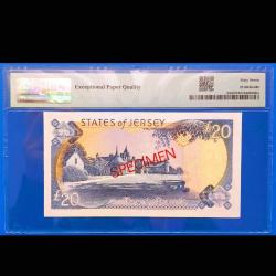 Jersey 20 pound 1993 Specimen Çil PMG 67 EPQ Yüksek kondisyon 