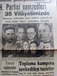 Cumhuriyet Gazetesi - 24 Şubat 1943 - Milli Şef İsmet İnönü'nün beyannamesi - Milli Şef diyorlar ki Milletler ailesi içinde kimseye düşmanlığı olmayan bir millet sıfatıyla menfaatlerimiz emniyette bulundurarak yaşamak için elimizden geleni yapacağız - Cumhuriyet Halk Partisi namzetleri 35 vilayetimizde - Refik AhmetSevengil Sadi Irmak Cemal Bardakçı Yavuz Abadan Server Kamil Tokgöz fotoğraf - Kızılordu'nun yaptığı büyük kış taarruzu - geçen yıl Alman taarruzu sırasında Alman zırhlı kıtaları bir Rus kasabasına girerlerken fotoğraf - Varlık Vergisi ödemedikleri için aşkale'de kampa götürülenler  Yusfaki Tuzaloğlu Nobar Peştemalcı Agop Akşahin Abraham Abuvaf İzak Karmano Bension Kamhi - Talatpaşa'ya dair Hatıralar - şeytan emrediyor filmi Turan ve Azak sinemasında - Asya Yıldızı filmi milli ve Alemdar sinemasında - stalin'in günlük emri - merhum Talat Paşa'nın cesedi merasimle defnedilecek - Konya mebus adayı Ahmet Faik Abasıyanık - Muğla mebus adayı Yunus Nadi Abalıoğlu