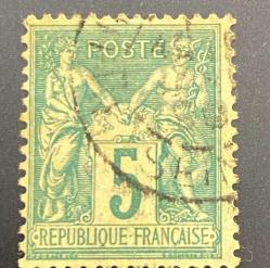 Fransa Pulu - France Stamp - Postadan Geçmiş Pul Filateli - DAMGALI - YUNAN TANRISI PAX ve MERKÜR  TEMALI PUL, 5 PARA - YABANCI PULLAR- NOSTALJİK DOĞUM GÜNÜ HEDİYESİ