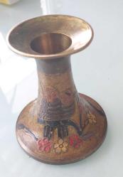 El İşçiliği Pirinç Baykuş Motifli Vintage Şamdan