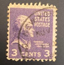 Amerika Birleşik Devletleri Pulu - USA Stamp - Postadan Geçmiş Pul Filateli - DAMGALI -THOMAS JEFFERSON TEMALI PUL , 3 PARA  - YABANCI PULLAR - NOSTALJİK DOĞUM GÜNÜ HEDİYESİ