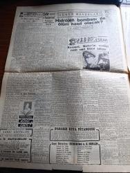 Cumhuriyet Gazetesi - 2 Şubat 1950 - ne hürriyeti yazan Nadir Nadi Başmakale - hidrojen bombası için 5 devlet arasında bir toplantı yapılacak - meclis tüm kiraları serbest bırakmadı - Yaşar Doğu Pakistan Büyükelçisi bir arada fotoğraf - Yaşar Doğu üst üste 4 pehlivanı yendi - Türkiye Dışişleri Bakanı Necmettin Sadak Marshall planı idarecisi hoffman'la görüştü - gelir vergisi tatbikatı - Missouri zırhlısı dün yüzdürüldü fotoğraf - ilk meclisi mebusan reisi Ahmet Rıza Beyin hatıraları yazı dizisi - Rommel'in esrarı yazı dizisi - tabanca yazan Burhan Felek - Ölüme Doğru yazan Agatha Christie yazı dizisi - 5 parmaklı canavar filmi bu akşam Lale sinemasında - uçuruma doğru filmi şarkılar Safiye Ayla Taksim sinemasında - Muzaffer Tema - Çevrenkov Bulgar başbakanı oldu - İstanbul Ankara Radyosu programı - İstanbul belediyesi şehir tiyatroları dram kısmında tebeşir dairesi komedi kısmında Kayseri gülleri - Odeon mağazaları - Golden Çikletleri - sürpriz gömlekleri -Devletin 2 milyar kusur borcu
