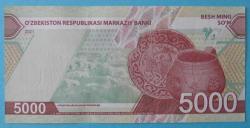 ÖZBEKİSTAN=2021  5000 So'm    P-88  ÇİL'