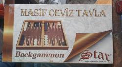 TAVLA Masif Ceviz Kaplama  25.5x48x5 Cm (Açılmış  52x48 x2,5 Cm  ) Pulları ve Zarları Mevcut