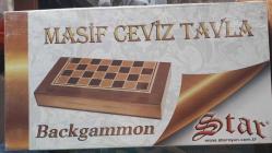 TAVLA Masif Ceviz Kaplama  25.5x48x5 Cm (Açılmış  52x48 x2,5 Cm  ) Pulları ve Zarları Mevcut