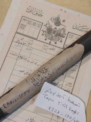Kubur, Defteri Hakani Tapu Sicil Kaydı  1327/ 48500..Osmanlıca Yazılı Tapusu ile Osmanlı Dönem Teneke Kubur.