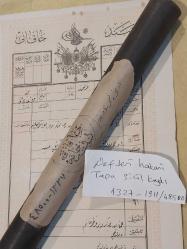 Kubur, Defteri Hakani Tapu Sicil Kaydı  1327/ 48500..Osmanlıca Yazılı Tapusu ile Osmanlı Dönem Teneke Kubur.