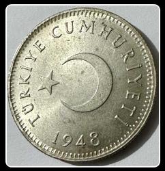 1948 - 1 LİRA (T.C Ters) Gümüş (7.50 Gr./ Ag 600 Ayar) TCM948
