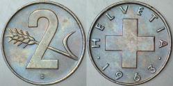 İSVİÇRE 2 RAPPEN 1963 BAKIR 20 mm