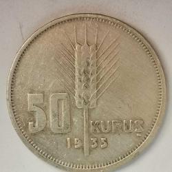 TÜRKİYE  1935    50  KURUŞ  GÜMÜŞ  6 GRAM