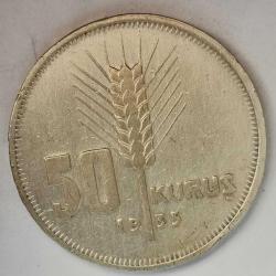 TÜRKİYE  1935    50  KURUŞ  GÜMÜŞ  6 GRAM
