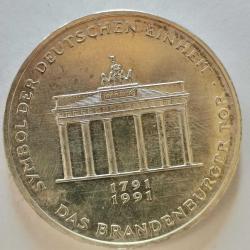 ALMANYA  1991  10  MARK  Brandenburg Kapısı 200. Yıldönümü  (Gümüş 0.625, 15.5g)