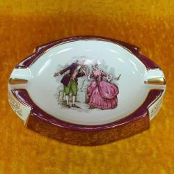 RETRO ALTINYALDIZ DEKORLU , FRAGONARD RESİMLİ OVAL FORMLU PORSELEN KÜLTABLASI
