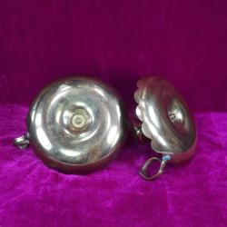 VINTAGE EL YAPIMI MASİF PİRİNÇ MALZEME BİR ÇİFT EL ŞAMDANI