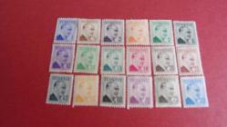 18.Adet. TÜRKİYE  CUMHURİYETİ ATATÜRK PULU. ( Damgasız 1.krş den başlıyor 75. krş kadar 18 adet pul.)