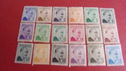 18.Adet. TÜRKİYE  CUMHURİYETİ ATATÜRK PULU. ( Damgasız 1.krş den başlıyor 75. krş kadar 18 adet pul.)