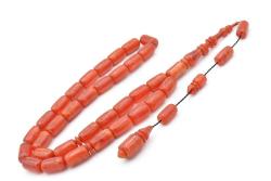 Mehmet Hızarcı Usta İşçilikli Hareli Turuncu Sıkma Kehribar Tesbih