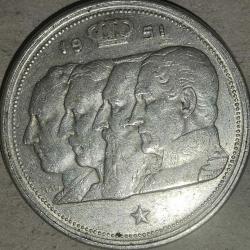 BELÇİKA 1951  100  FRANK    GÜMÜŞ  18  GRAM