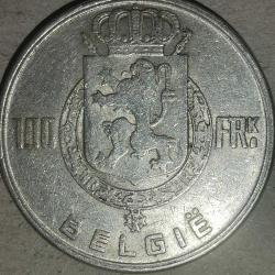 BELÇİKA 1951  100  FRANK    GÜMÜŞ  18  GRAM