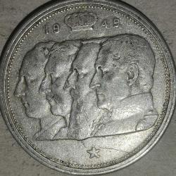 BELÇİKA 1949  100  FRANK    GÜMÜŞ  18  GRAM