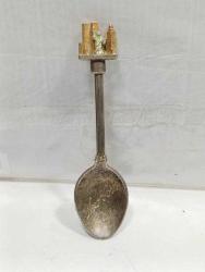 K22----GÜMÜŞ KAPLAMA ESKİ NEWYORK HATIRA ÇAY KAŞIĞI