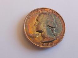 USA; QUARTER DOLLAR 1987-D- RENKLİ