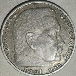 NAZİ ALMANYASI 1937  A  5 MARK GÜMÜŞ 13,88  GRAM