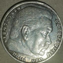 ALMANYA  1934  5  MARK  GÜMÜŞ 13,88 GRAM