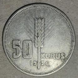TÜRKİYE 1936  25 KURUŞ  GÜMÜŞ  3   GRAM
