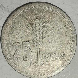 TÜRKİYE  1935  25 KURUŞ  GÜMÜŞ  3 GRAM