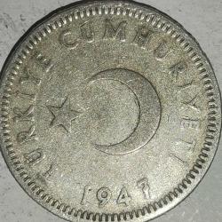 TÜRKİYE  1947   50  KURUŞ  GÜMÜŞ  4 GRAM
