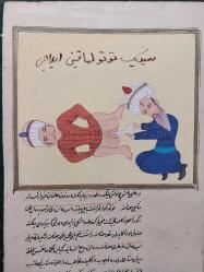 Minyatür, Farsça El Yazma Ağarlı Kağıt üzerine çizilmiş minyatür. 12 x 21 cm.