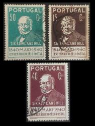 +++  PORTEKİZ POSTA PULLARI 100.YIL , SIR ROWLAND HILL      1940  - DAMGALI
