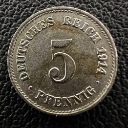 Alman İmparatorluğu  5 Pfennig 1914 F. Darphane işareti 