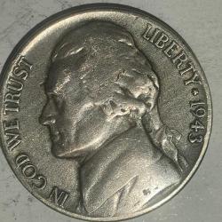 AMERİKA 1943  P   5 CENT     GÜMÜŞ  5  GRAM
